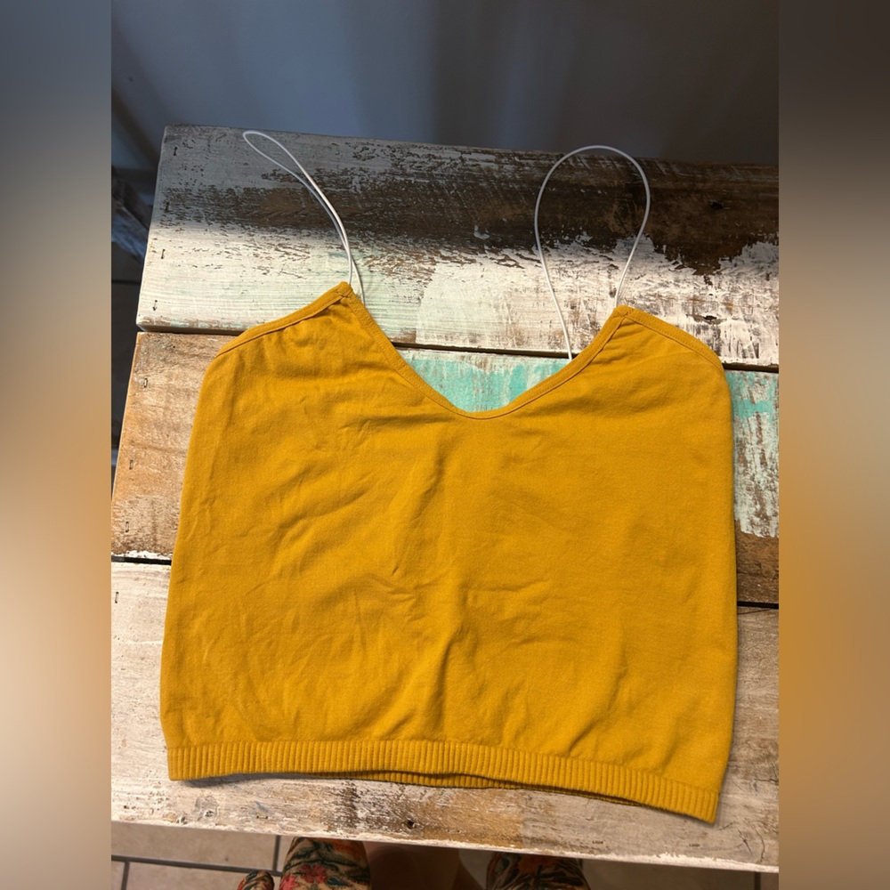 Free people skinny strap brami crop top in golden mustard yellow